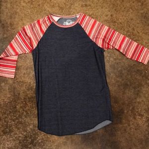 Red and blue jean color tunic shirt